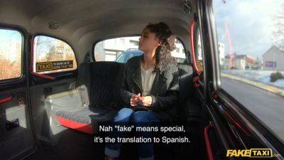 Scarlet Rebel takes on a massive cock in a fake taxi in Spain - sexu.com - Spain