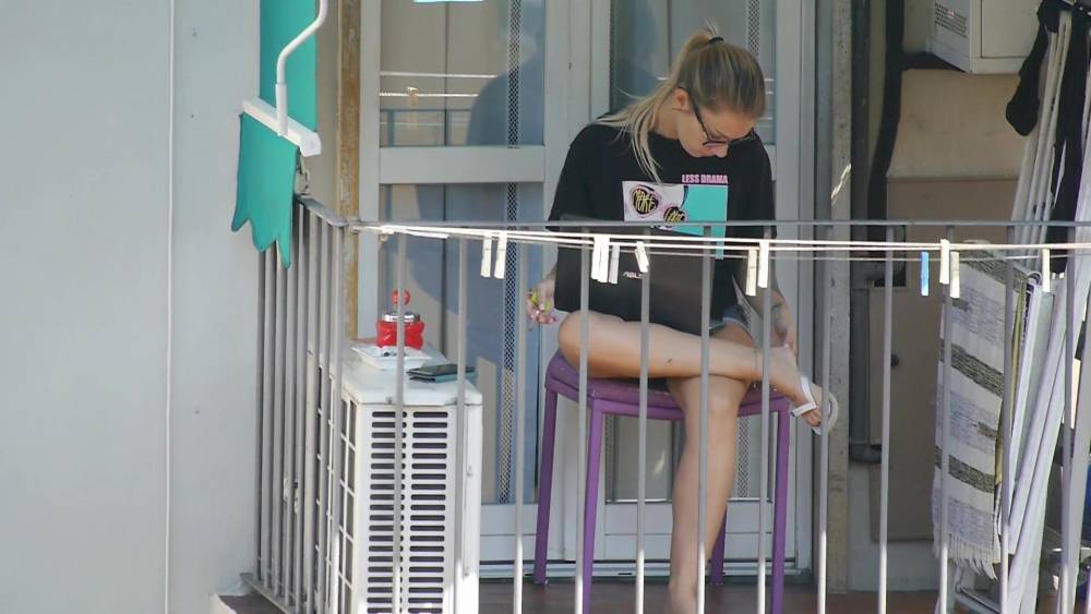 Teen neighbor on the balcony XI - xhamster.com - Italy