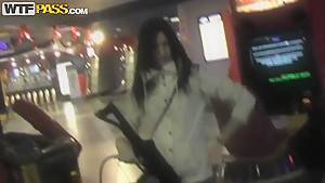 Tight ass babe Nika gets naughty in public toilet - hdzog.com