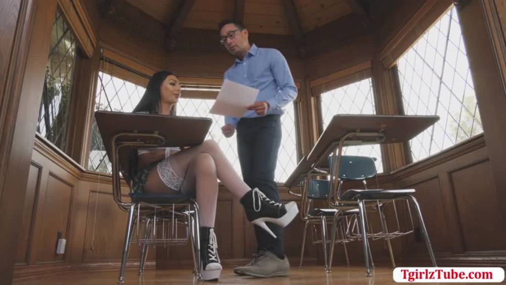 Brunette Tgirl Goddess Chanel Santini gets fucked by professor - fetishpapa.com