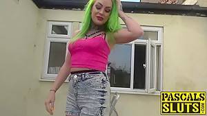 Green hair rebel Phoenix Madina pussy playing outdoor - hdzog.com