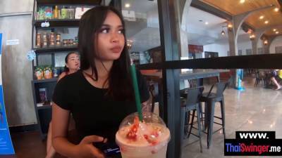 Real amateur Thai GF Ting needs a quickie fuck after her cappuccino - sunporno.com - Thailand