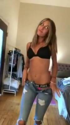 Skinny Blonde Doing A Striptease - hclips.com