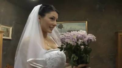 Busty Brunette Is Still Wearing Her Wedding Dress While - upornia.com