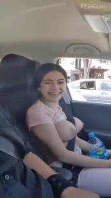 Girl Has Her Big Tits Out In The Car - hclips.com