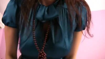 Trinity Shows Her Big Boobies In Blue Silk Shirt - hclips.com