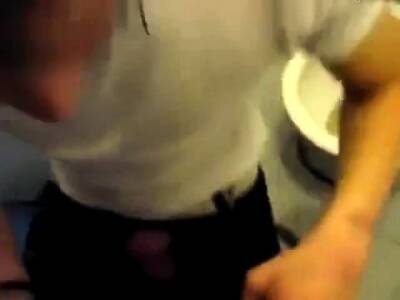 Boy sucking cock and eating cum in restroom - nvdvid.com