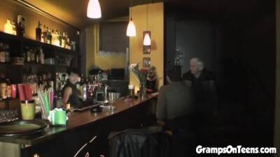 Teen barmaid screws oldie in reverse - txxx.com