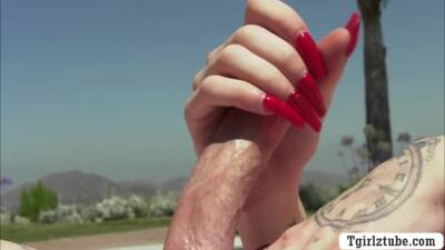 Skinny shemale barebacked by pool cleaner - fetishpapa.com