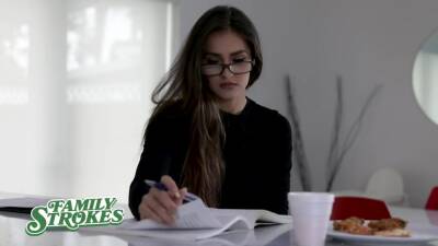 Hot Brunette Helps Her Stepbrother With His Boner - upornia.com