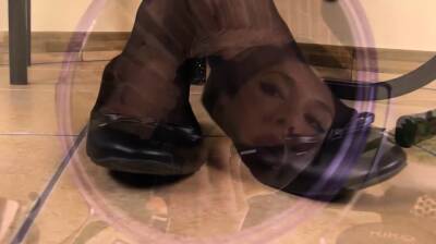 Sexy brunette Feet teasing close up - nvdvid.com