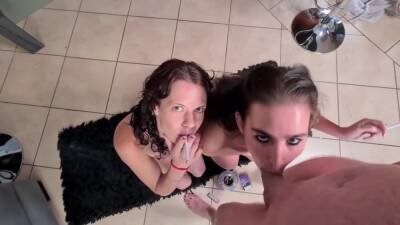 Two Blowjob Sluts Sucking Cock While Smoking At The Same Time - hclips.com