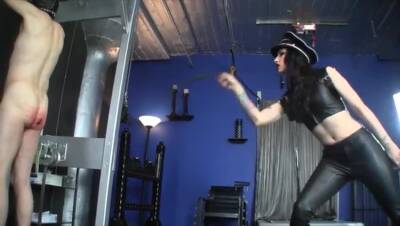 Domme Whips Her Naked male slave bitch - fetishpapa.com