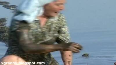 Grannies wrestle in the mud - fetishpapa.com