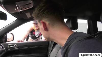 Tgirl hitch hiker barebacked by big cock - fetishpapa.com