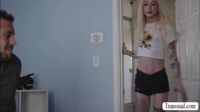 Blonde trans babe analed by stepbros friend - fetishpapa.com