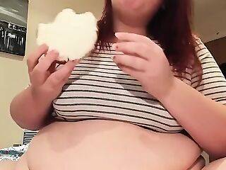 Huge Stuffed Belly from Cake - theyarehuge.com