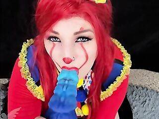 Tiny Teen Clown Takes HUGE Creampie by LARGE Bad Dragon Toy - theyarehuge.com