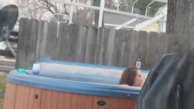 Rainy Day Doesnt Stop This Couple Fucking In Hot Tub - hclips.com