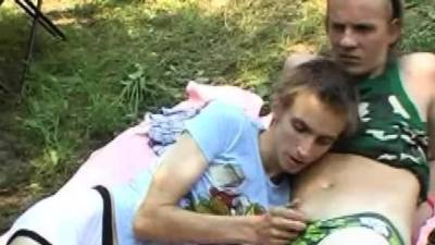 Camping twink tasting cum after breeding duo - drtvid.com