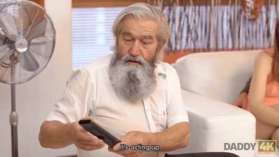 Daddy4k. beauty receives decent pounded from boyfriend and his old dad - sexu.com