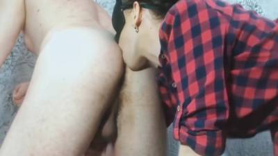 Masked Brunette Gobbles Her Boyfriends Balls And Rimjob - hclips.com