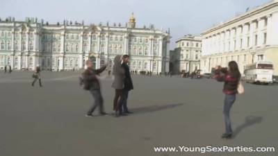 Polina, Vika in Cultural walk turns into dirty foursome fuck - hotmovs.com
