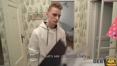 DEBT4k. Candy Kays husband lets the debt collector fuck her tight holes - hotmovs.com