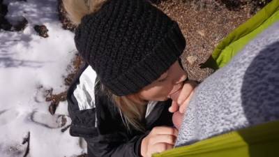 Blonde Babe Fucked In The Bushes During Winter Hike On Popular Trail - hclips.com
