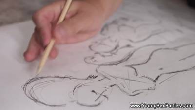 Evelina Darling - Emily Bender, Evelina Darling in Threesome with art models - hotmovs.com