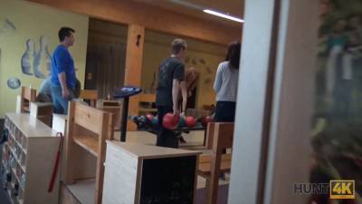 Hunt4k. hunter pounds cute girl while her boyfriend is frolicking bowling - sexu.com
