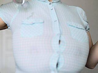 Samanta Lily - Pregnant TryingOnBlouses - theyarehuge.com