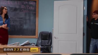 Goddess (Bella Rolland) Swallows A Big Cock In Class - sexu.com