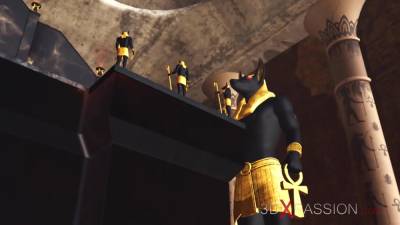 Anubis fucks hard a sexy slave ebony in an egyptian temple - hotmovs.com - Egypt