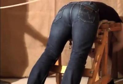 Caned over tight jeans Daddy boy - drtvid.com