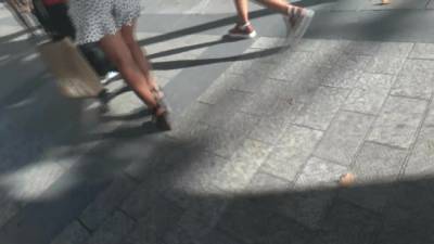 candid hot milf with gorgeous legs in wedges high heels - voyeurhit.com