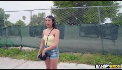 A pretty girl walking around in a dangerous neighborhood - pornoxo.com