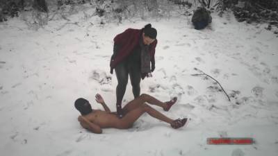 Luna - Mistress Luna - Boot Domination In The Freezing Snow (ballbusting & Cbt Trampling) - upornia.com