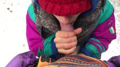 Public Blowjob On The Snow To Warm Up! Achilli Love - upornia.com