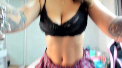 Busty asian milf striped her miniskirt - hclips.com