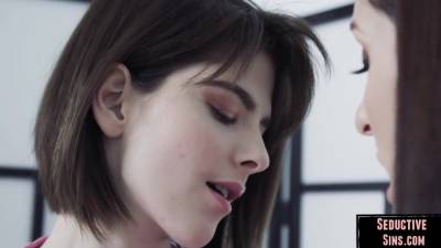 Lingerie lesbians pussylicking and dildo fucking in couple - hotmovs.com