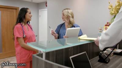 Girlsway hot newcomer nurse with enormous hooters has a raw pussy formation with her superior - sexu.com