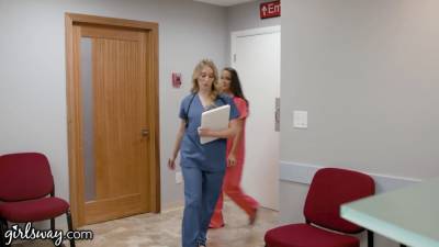 Girlsway hot newcomer nurse with enormous hooters has a raw pussy formation with her superior - sexu.com