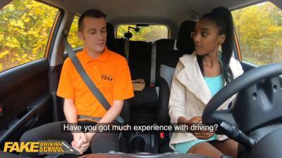 Fakedrivingschool ebony brit asia rae gets stuck and pounded - sexu.com - Britain