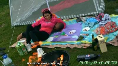 College babe fucked outdoors next to lake - sexu.com