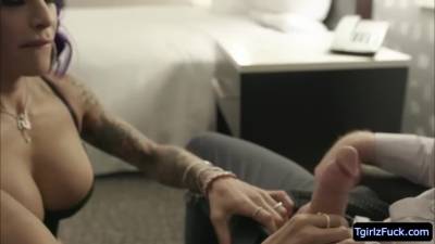 Thick big assed tgirl Ts Foxxy takes a rock hard cock - fetishpapa.com