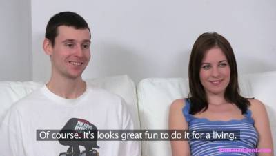 His Dick - Virgin Can't Get His Dick Hard So Blonde Agent Fucks His Cute Friend - porntry.com