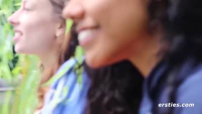 Two Dirty Forest Nymphs Get Frisky Outdoors - hclips.com