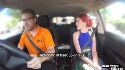 Redhead Brit Publicly Rides Driving Instructor - upornia.com