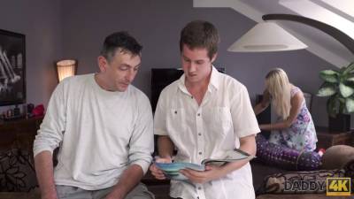 Daddy fucks mouth and pussy of brilliant stepsons... - sexu.com